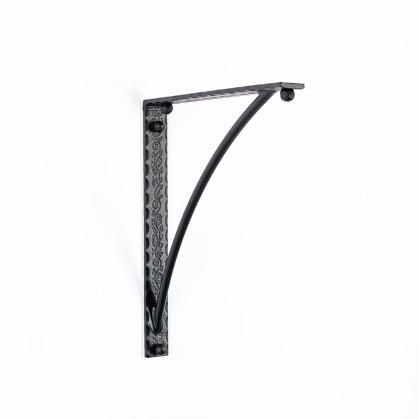 Iron Corbel | Bordeaux 1.5" Wide with Round Support Bar | Finish Black Hammer Low Gloss Powder Coat