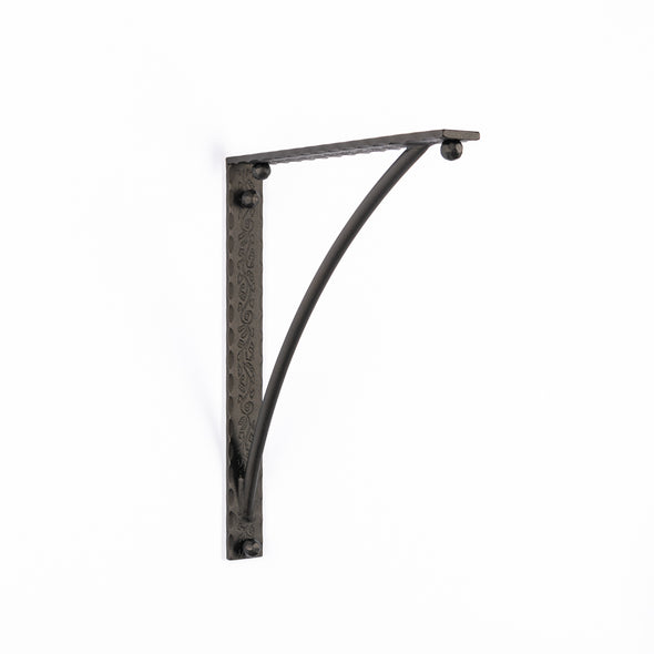 Iron Corbel | Bordeaux 1.5" Wide with Round Support Bar | Finish Texture Oil Bronze Powder Coat
