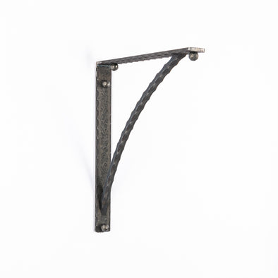 Iron Corbel | Bordeaux 1.5" Wide with Square Hammered Support Bar | Raw Steel, Flat Lacquer Clear Coat