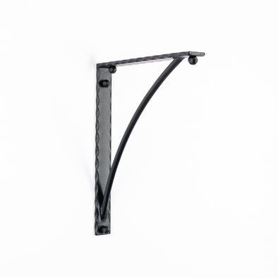 Iron Corbel | Hampton 1.5" Wide with Round Support Bar | Finish Black Hammer Low Gloss Powder Coat