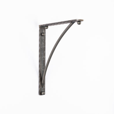 Iron Corbel | Hampton 1.5" Wide with Round Support Bar | Raw Steel, Flat Lacquer Clear Coat