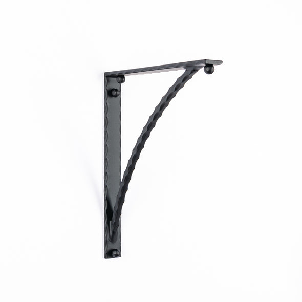 Iron Corbel | Hampton 1.5" Wide with Square Hammered Support Bar | Finish Flat Black Powder Coat