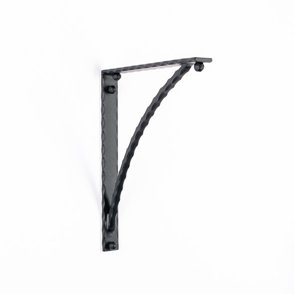Iron Corbel | Hampton 1.5" Wide with Square Hammered Support Bar | Finish Black Hammer Low Gloss Powder Coat