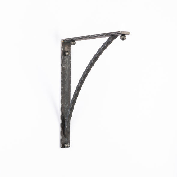 Iron Corbel | Hampton 1.5" Wide with Square Hammered Support Bar | Raw Steel, Flat Lacquer Clear Coat