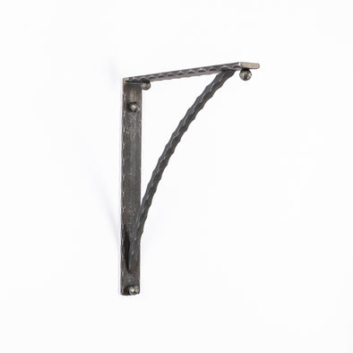 Iron Corbel | Hampton 1.5" Wide with Square Hammered Support Bar | Raw Steel, No Finish