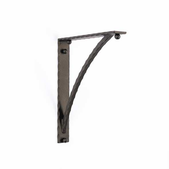 Iron Corbel | Hampton 2" Wide with Square Hammered Support Bar | Finish Texture Oil Bronze Powder Coat