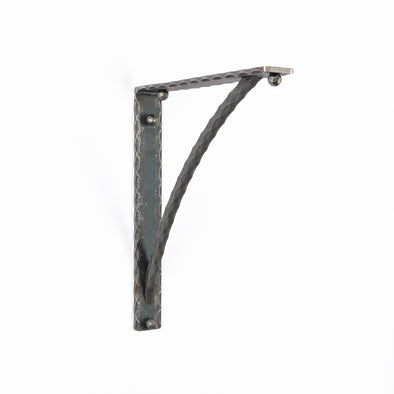 Iron Corbel | Hampton 2" Wide with Square Hammered Support Bar | Raw Steel, Flat Lacquer Clear Coat