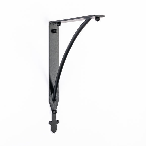 Iron Corbel | Oaklawn with Round Support Bar | Finish Black Hammer Low Gloss Powder Coat
