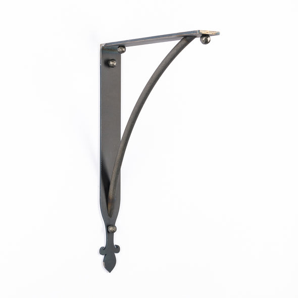 Iron Corbel | Oaklawn with Round Support Bar | Finish Raw Steel, Flat Lacquer Clear Coat