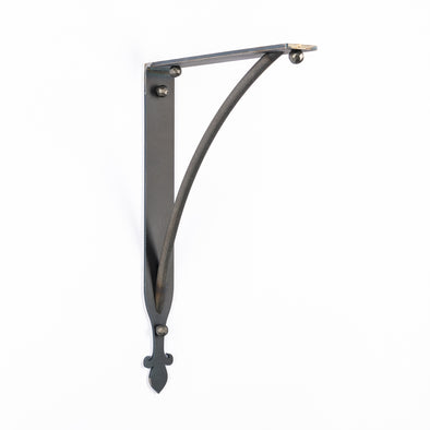 Iron Corbel | Oaklawn with Round Support Bar | Finish Raw Steel, Hammered, Flat Lacquer Clear Coat