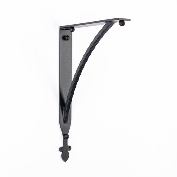 Iron Corbel | Oaklawn with Square Hammered Support Bar | Finish Black Hammer Low Gloss Powder Coat