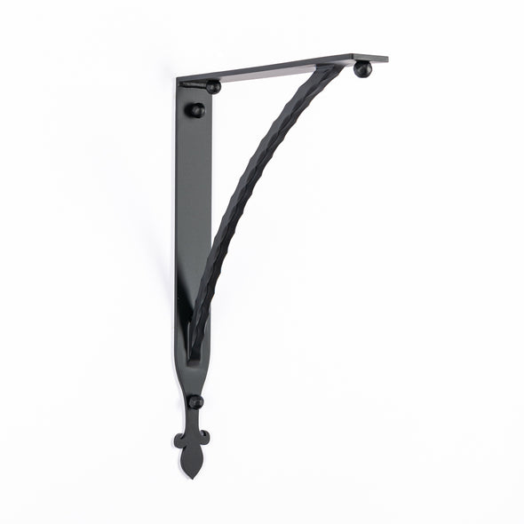 Iron Corbel | Oaklawn with Square Hammered Support Bar | Finish Flat Black Powder Coat