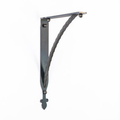 Iron Corbel | Oaklawn with Square Hammered Support Bar | Finish Raw Steel, Flat Lacquer Clear Coat