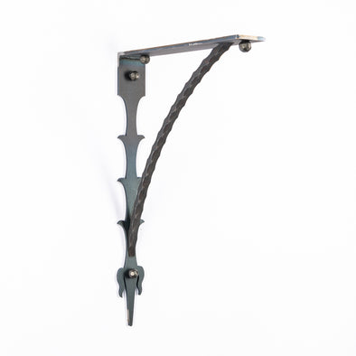 Iron Corbel | Ravensdale with Square Hammered Support Bar | Finish Raw Steel, Flat Lacquer Clear Coat