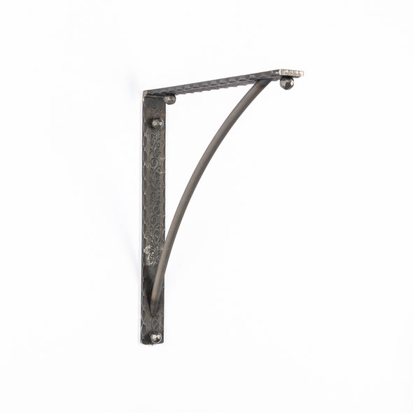 Iron Corbel | Bordeaux 1.5" Wide with Round Support Bar | Raw Steel, No Finish
