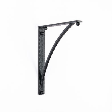 Iron Corbel | Bordeaux 1.5" Wide with Square Hammered Support Bar | Finish Flat Black Powder Coat