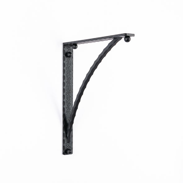 Iron Corbel | Bordeaux 1.5" Wide with Square Hammered Support Bar | Finish Flat Black Powder Coat
