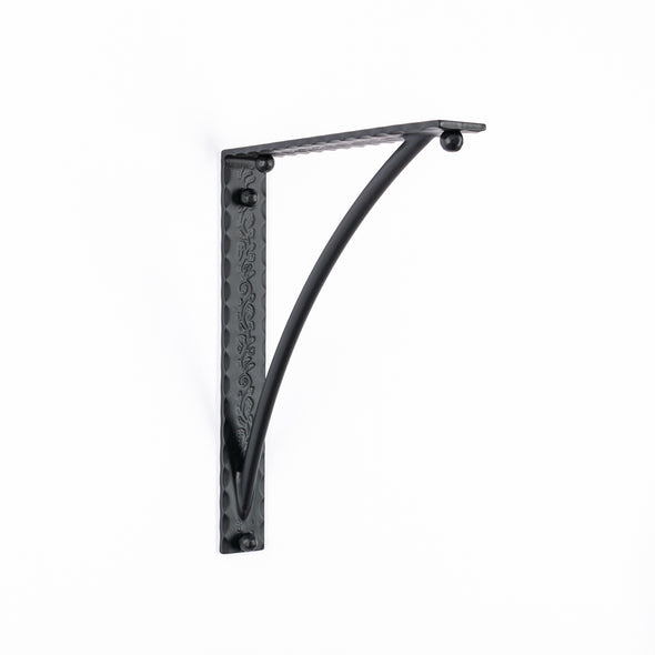 Iron Corbel | Bordeaux 2" Wide with Round Support Bar | Finish Flat Black Powder Coat