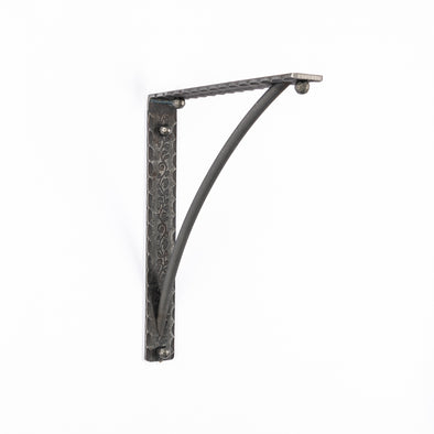 Iron Corbel | Bordeaux 2" Wide with Round Support Bar | Raw Steel, Flat Lacquer Clear Coat