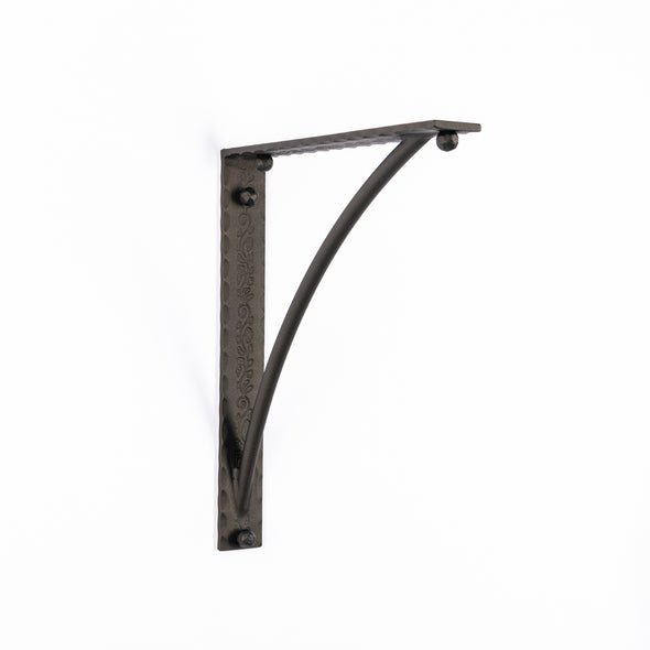 Iron Corbel | Bordeaux 2" Wide with Round Support Bar | Finish Texture Oil Bronze Powder Coat