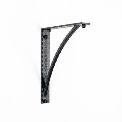 Iron Corbel | Bordeaux 2" Wide with Square Hammered Support Bar | Finish Black Hammer Low Gloss Powder Coat