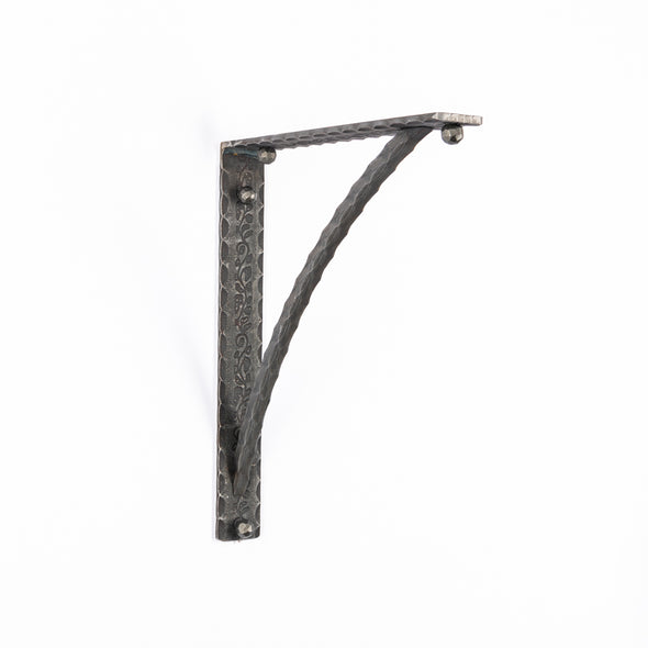 Iron Corbel | Bordeaux 2" Wide with Square Hammered Support Bar | Raw Steel, Flat Lacquer Clear Coat
